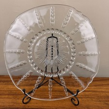 Pressed Glass Round Serving Platter with Fan-Scalloped Rim and Diamond-Point Pattern — listing 5