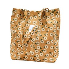 Green Corduroy-Textured Tote Bag with Gold Script Nameplate — listing 2