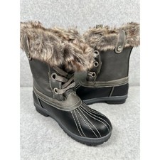 London Fog Collection Milly Women's Duck Boots, Buffalo Plaid with Faux Fur Cuff, Size 6 — listing 5