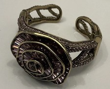 Silver-Tone Open Cuff Bracelet with Smoky Baguette Crystal Terminals — listing 4