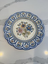 Hand-Painted Blue Floral Textile with Signature — listing 2
