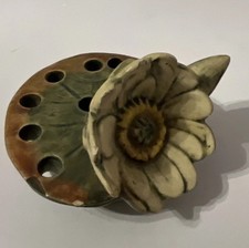 Weller Pottery Lotus Lidded Rose Bowl with Figural Lotus Bud Finial — listing 3