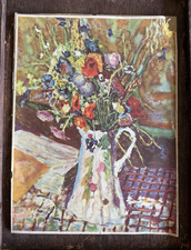 Large Framed Still Life Print of Peonies with Blue Cloisonné Vases — listing 5