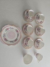 Royal Stafford Bone China Tea Service for 6 - Green & Gilt Foliate Border, Octagonal Plates — listing 4