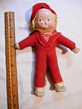Vintage 1950s-60s Mask-Face Cloth Doll, 21 inches, Yarn Hair with Stuffed Body and Hard Plastic Face — listing 5