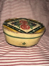 Antique Hand-Painted Round Wooden Bentwood Spice/Trinket Box with Floral Decoration — listing 2