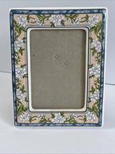 Vintage 1983 Terragrafics Hand-Crafted Ceramic Triple Opening Photo Frame with Floral Decoration — listing 3