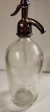 Antique Shasta Water Co. Glass Seltzer Bottle with Original Pewter Siphon Top — listing 4