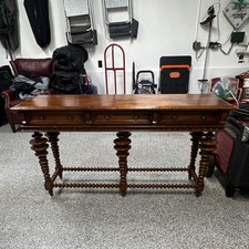 Vintage Victorian-Style Mahogany Hexagonal Console / Parlor Side Table with Lower Shelf — listing 5