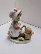Vintage Praying Squirrel/Chipmunk in Bed with Teddy Bear Resin Figurine — listing 3