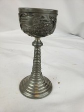 Set of 4 Antique Pewter Goblets with Baluster Stems, Touchmarks to Base — listing 6