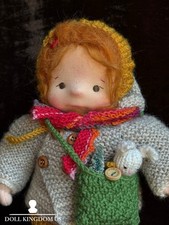 Handmade Cloth Character Doll with Blue Yarn Hair, Sunglasses, Plaid Scarf and Purple Nightcap — listing 4