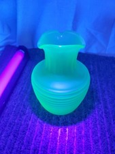 Frigidaire Green Uranium Glass Ribbed Refrigerator Ice Server / Ice Bucket with Fan Handles, 5.5 in., listing 5