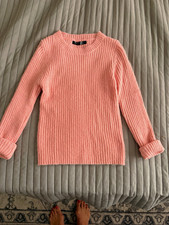 Pink Ribbed Knit Cotton Sweater with Button Detail — listing 4