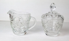 Vintage Pressed Glass Sugar Bowl / Ice Bowl with Scalloped Base and Metal Tongs — listing 5