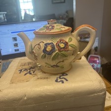 Vintage Japanese Celadon Green Teapot with Hand-Painted Raised Cherry Blossom Design — listing 6