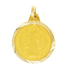 Saint Benedict Two-Tone Gold Oval Medal Pendant — listing 5