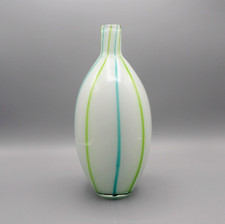 Pair of White Cased Glass Ovoid Vases with Horizontal Ribbed Beehive Bands — listing 5