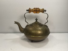 Amber Hand-Blown Glass Square Teapot-Form Vase with Applied Handle and Spout Etched signature — listing 5