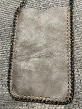 Chain-Trim Flap Crossbody Bag, Gray Metallic Snake-Embossed, Falabella Style — listing 3