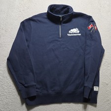 Roots Canada Whistler Quarter-Zip Salt-and-Pepper Sweater with Souvenir Patches, Size L — listing 5