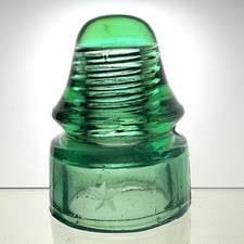 Antique Aqua Green Glass Telegraph Insulator with Embossed Star, 4 inch — listing 2