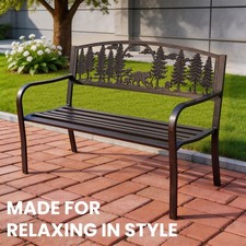 Green Powder-Coated Steel Contour Park Bench (Commercial Outdoor) — listing 3