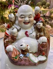 Chinese Porcelain Laughing Buddha (Budai) with Five Children Figurine — listing 4