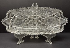 Cut Crystal Diamond & Cross-Hatch Footed Celery/Thistle Vase with Star-Cut Base — listing 2