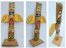 Hand-Carved Wood Tiki God Sculpture, 10" Tall, Dark Wood Finish (Marked 3787) — listing 3