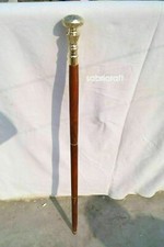 Antique Ebonized Wood Walking Stick Cane with Decorative Silver-Tone Collar — listing 4