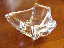 Heavy Clear Crystal Freeform Bowl / Votive Holder with Etched Signature — listing 4