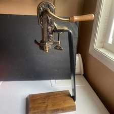 Estate Bar-Mounted Lever Wine Bottle Opener/Corkscrew on Wood Base — listing 5