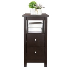 Traditional Cherry-Finish Chairside End Table with Drawer and Cabinet