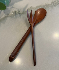 Handmade Wooden Salad Servers, Blue Dyed Swirl Grain, 9 inch Set of 2 — listing 5