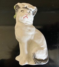 Bisque Porcelain Kitten Figurine on Blossom-Form Dish with Applied Florals Made in Japan — listing 3