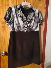 Voir Voir Black and White Sleeveless Sheath Dress with Rosette Floral Neckline, Size 12 — listing 4