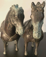 Chinese Tang-Style Bronze Prancing Horse Sculpture with Verdigris Patina — listing 6