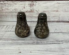 Vintage Weighted Sterling Silver Salt & Pepper Shaker Set, Bell Form with Finial Tops — listing 6