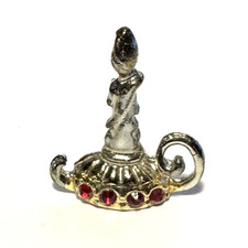 Vintage Figural Chamberstick Candle Holder Brooch with Rhinestones — listing 3