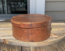 Antique Primitive Wooden Bentwood Pantry Box / Firkin with Wire Bail Handle and Lid — listing 6