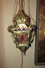 Pair of Moroccan Pierced Brass Floor Lamps / Torchère Lamp Bases with Bulbous Body and Spire Finial