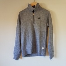 Roots Canada Whistler Quarter-Zip Salt-and-Pepper Sweater with Souvenir Patches, Size L — listing 4