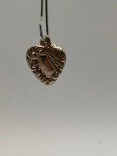 Art Nouveau Embossed Puffy Heart Pendant with Sterling Silver Chain (1.5" Heart, 24" Chain) — listing 2