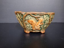 Weller Pottery Woodcraft Squirrel Jardiniere / Planter with High-Relief Squirrel and Oak Leaf Design — listing 4