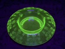 Frosted Uranium Glass Low Bowl / Console Bowl with Rolled Rim — listing 6