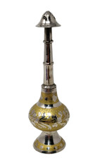Vintage Brass Jeweled Perfume Atomizer / Rosewater Sprinkler Bottle with Devanagari Mark — listing 3