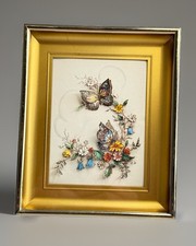 Lot of Small Framed 3D Paper Tole Decoupage Art Prints (Florals, Fruit, Kittens) — listing 3