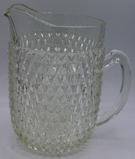 Vintage Clear Glass Ball-Body Water Pitcher with Ice Lip and Applied Handle — listing 4