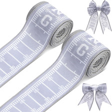 Craft Ribbon Lot with Homecoming Mum Supplies - Blue White Silver Ribbon Spools, Bells, Stapler, Stickers
